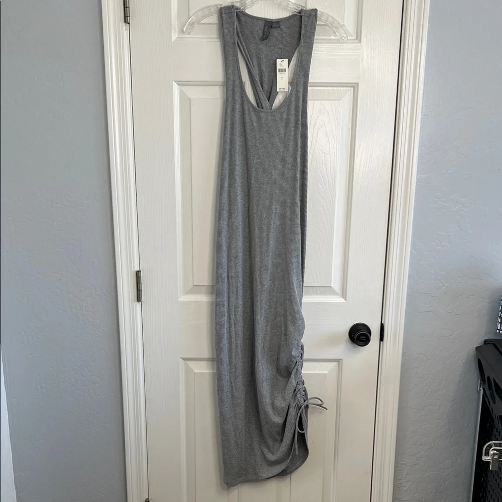 NWT Sweaty Betty‎ Weekend Twist Ribbed Maxi midi dress grey size large - Picture 3 of 13
